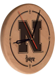 Brown Nebraska Cornhuskers Laser Engraved Wall Clock