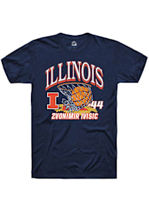 Zvonimir Ivisic Illinois Fighting Illini Navy Blue NIL Name Number Net Short Sleeve Player T Shirt