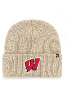 47 Wisconsin Badgers Khaki Brain Freeze Cuff Beanie Mens Knit Hat