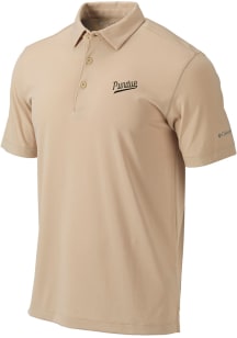 Mens Purdue Boilermakers Gold Columbia Vault Heat Seal Omni Wick Drive Short Sleeve Polo Shirt