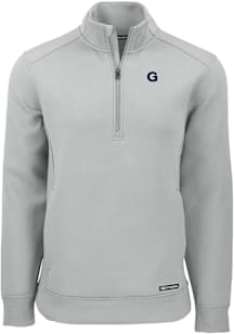 Cutter and Buck Georgetown Hoyas Mens Ash Roam Long Sleeve Qtr Zip Pullover