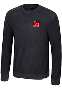 Colosseum Nebraska Cornhuskers Mens Black Sweet Dee Waffle Long Sleeve Sweatshirt