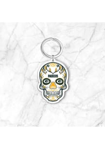 Green Bay Packers Acrylic Skull Keychain