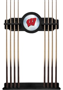 Black Wisconsin Badgers Solid Wood Cue Rack Pool Table