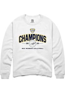 Summit Sportswear Toledo Rockets Mens White MAC 2025 Volleyball Champions Long Sleeve Crew Sweatsh..