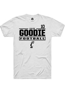 Caleb Goodie Rally Mens White Cincinnati Bearcats NIL Stacked Box Player T Shirt