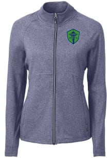 Cutter and Buck Seattle Sounders FC Womens Navy Blue Adapt Eco Knit Light Weight Jacket