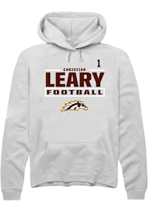 Christian Leary Western Michigan Broncos Mens White Football NIL Stacked Box Player Hood