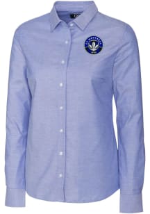 Cutter and Buck Montreal Impact Womens Stretch Oxford Long Sleeve Light Blue Dress Shirt