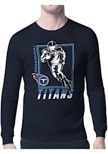 Starter Tennessee Titans Navy Blue Grid Long Sleeve T Shirt
