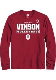 Charlotte Vinson Mens Crimson Indiana Hoosiers NIL Stacked Box Long Sleeve Player T Shirt