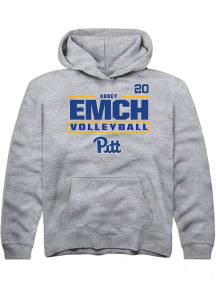 Abbey Emch Rally Youth Grey Pitt Panthers NIL Stacked Box Long Sleeve Player Hoodie