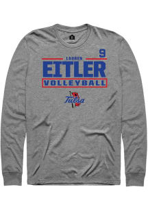 Lauren Eitler Mens Graphite Tulsa Golden Hurricane NIL Stacked Box Long Sleeve Player T Shirt