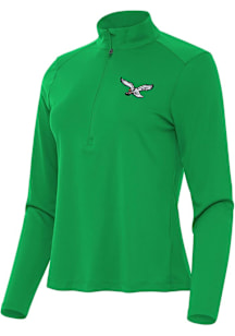 Antigua Philadelphia Eagles Womens Kelly Green Tribute Qtr Zip Pullover