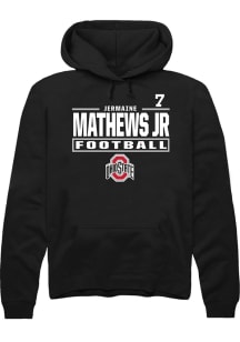 Jermaine Mathews Jr Rally Mens Black Ohio State Buckeyes NIL Stacked Box Player Hood
