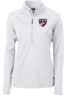 Cutter and Buck FC Dallas Womens White Adapt Eco Qtr Zip Pullover