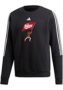 Adidas Indiana Hoosiers Mens Black Three Stripe Long Sleeve Crew Sweatshirt