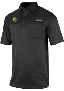 Columbia Baylor Bears Mens Black Heat Seal Omni Wick Flycaster Short Sleeve Polo