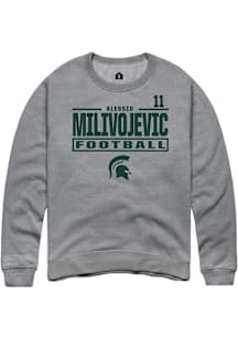 Alessio Milivojevic  Rally Michigan State Spartans Mens Graphite NIL Stacked Box Long Sleeve Crew..