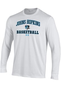 Under Armour Johns Hopkins Blue Jays White Basketball Performance Long Sleeve T Shirt