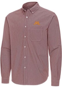 Mens Minnesota Golden Gophers Maroon Antigua Porter Long Sleeve Dress Shirt