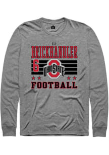 Eli Brickhandler Mens Grey Ohio State Buckeyes NIL Striped Long Sleeve Player T Shirt