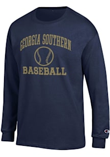 Champion Georgia Southern Eagles Navy Blue Baseball Jersey Long Sleeve T Shirt