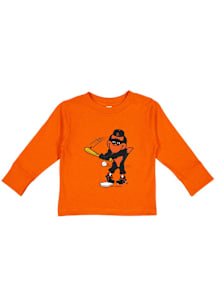 Oriole Bird  Soft As A Grape Baltimore Orioles Toddler Orange Mascot At Bat Long Sleeve T-Shirt