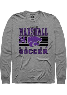 Allison Marshall Mens Grey K-State Wildcats NIL Striped Long Sleeve Player T Shirt