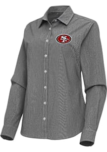 Antigua San Francisco 49ers Womens Porter Long Sleeve Black Dress Shirt