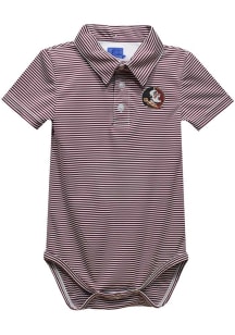 Vive La Fete Florida State Seminoles Baby Red Pencil Stripe Short Sleeve One Piece Polo