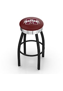 Mississippi State Bulldogs 3 Ring Chrome Seat Pub Stool - Black