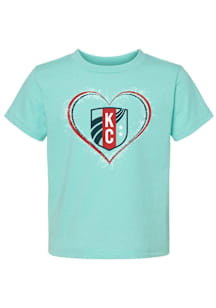 KC Current Girls Teal Heart Shot Short Sleeve Tee