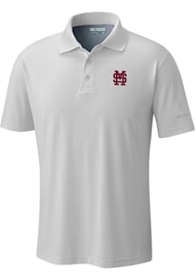 Columbia Mississippi State Bulldogs Mens White Heat Seal Low Drag Offshore Short Sleeve Polo