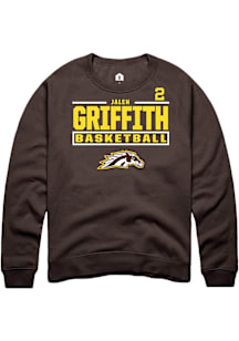 Jalen Griffith Western Michigan Broncos Mens Brown NIL Stacked Box Player Crew