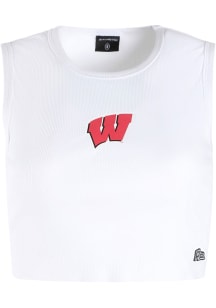 Womens Wisconsin Badgers White Hype and Vice Cut Off Tank Top