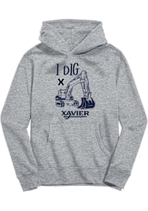 Vive La Fete Xavier Musketeers Toddler Grey Excavator Long Sleeve Hooded Sweatshirt