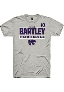 Logan Bartley Rally Mens Ash K-State Wildcats NIL Stacked Box Player T Shirt
