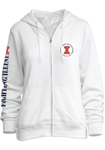 Illinois Fighting Illini Womens White Comfy Long Sleeve Full Zip Jacket