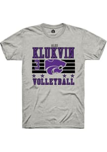 Alex Klukvin Rally Mens Ash K-State Wildcats NIL Striped Player T Shirt
