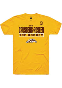 Cole Crusberg-Roseen Rally Mens Gold Western Michigan Broncos NIL Stacked Box Player T Shirt