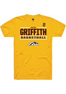 Jalen Griffith Western Michigan Broncos Gold NIL Stacked Box Short Sleeve Player T Shirt