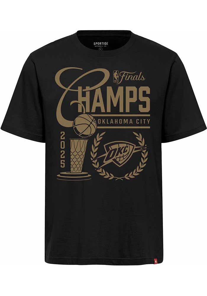 Oklahoma City Thunder Black 2025 Finals Champion Short Sleeve T Shirt