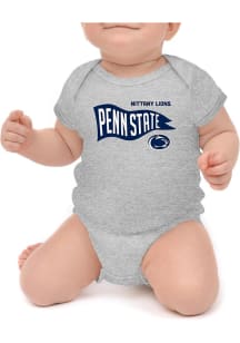 Baby Grey Penn State Nittany Lions Knobby Retro Short Sleeve One Piece