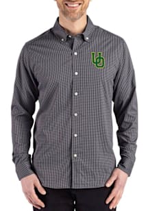 Mens Oregon Ducks Black Cutter and Buck Skyline Long Sleeve Dress Shirt