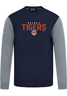 Levelwear Detroit Tigers Mens Navy Blue Ultimate Carve Long Sleeve Crew Sweatshirt