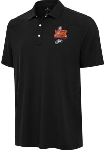 Antigua Philadelphia Eagles Mens Black 2024 Super Bowl Champions Western Short Sleeve Polo