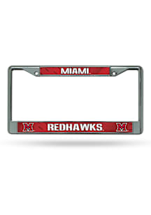 Miami RedHawks Decal Chrome License Plate Frame - Silver