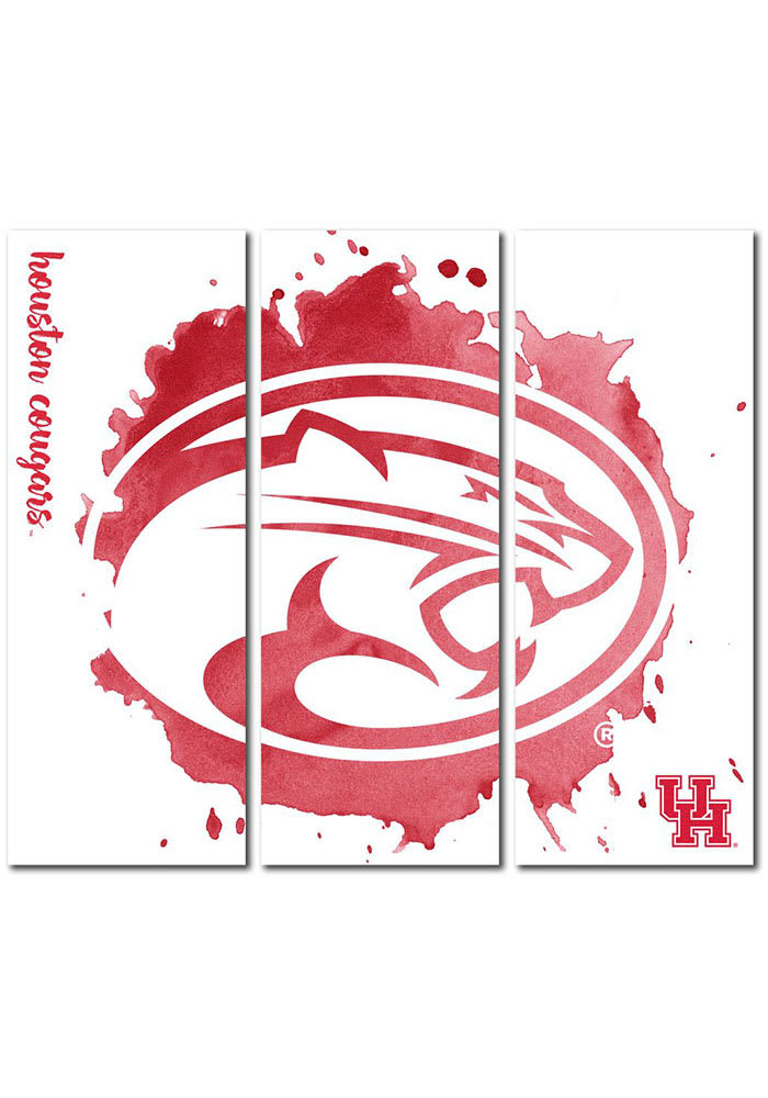Houston Cougars 3 Piece Watercolor Canvas Wall Art