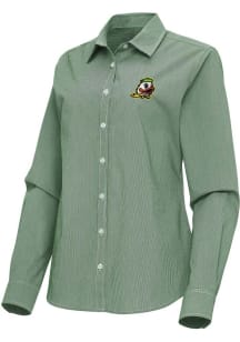 Womens Oregon Ducks Green Antigua Porter Long Sleeve Dress Shirt